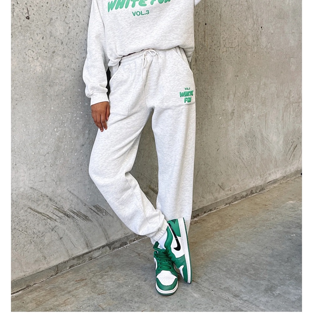 White fox grey sweatpants